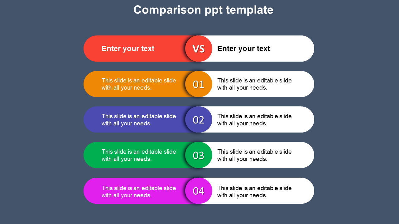 Editable Comparison PPT Template Presentation Design
